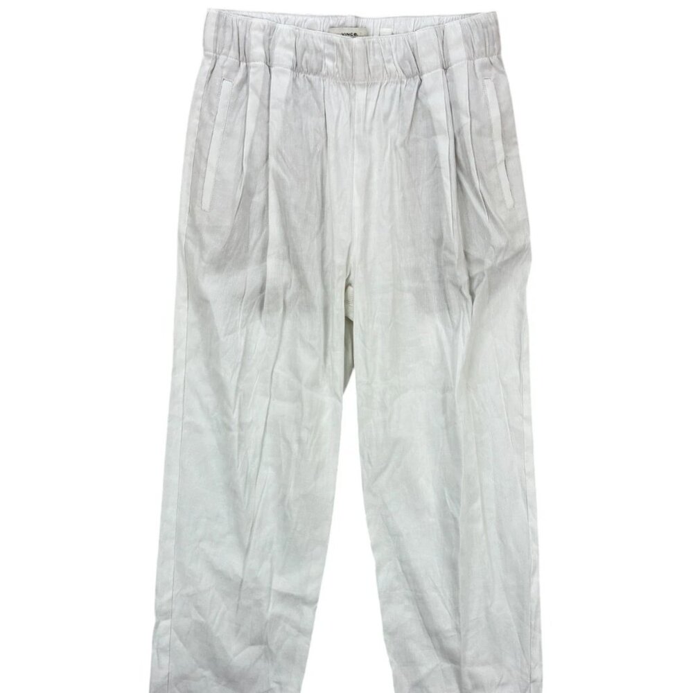NWOT Vince Linen-Blend White Tapered Trousers - Sized S